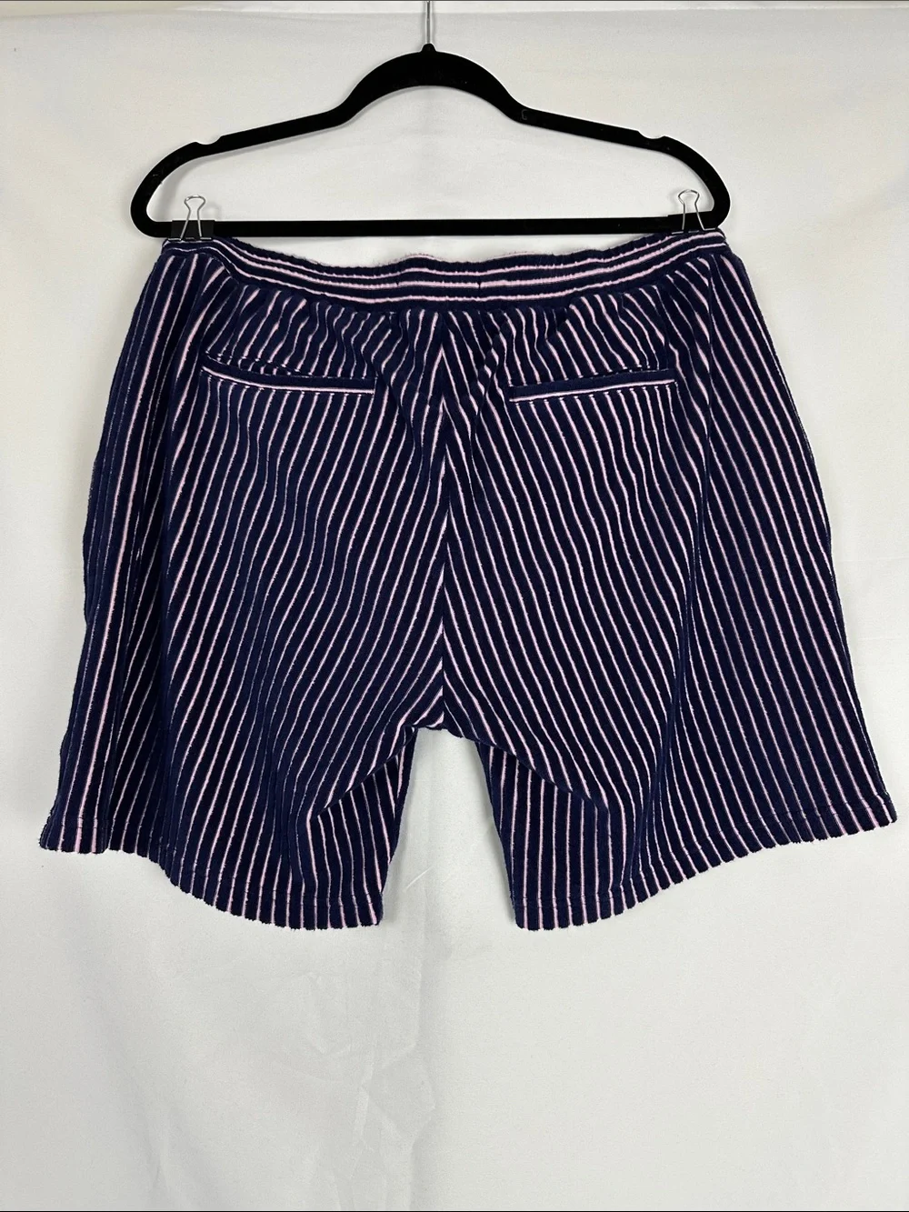 Criquet Navy & Pink Striped Knit Drawstring Shorts Men's Size L